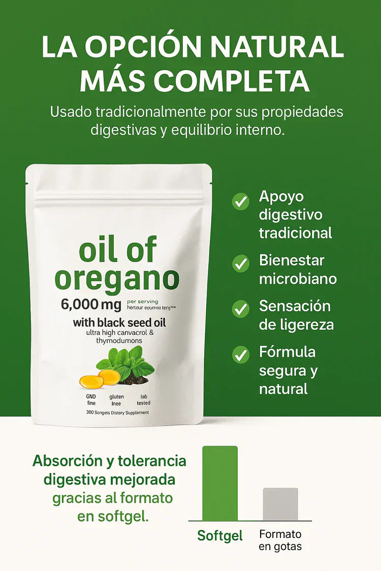Aceite De Orégano + Semilla Negra Natural™- Escudo Natural 100% Bienestar desde adentro. 60 caps.