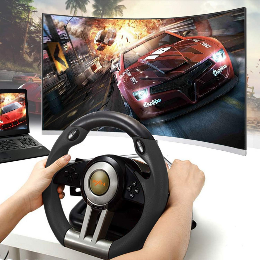 Volante Gamer PNX con Pedales + Palanca 🏁