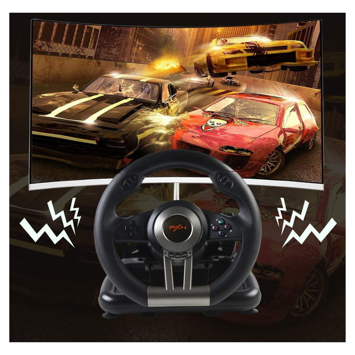 Volante Gamer PNX con Pedales + Palanca 🏁