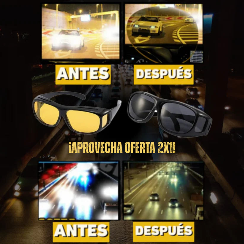 PACK☀️Lentes Oscuros HD Dia🌙 Lentes Amarillos HD Noche 2X1