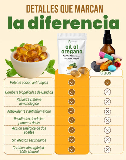 Aceite De Orégano + Semilla Negra Natural™- Escudo Natural 100% Bienestar desde adentro. 60 caps.