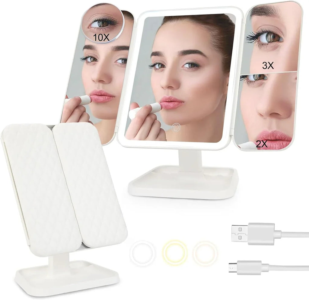 ✨ Espejo de Maquillaje LED Plegable ✨