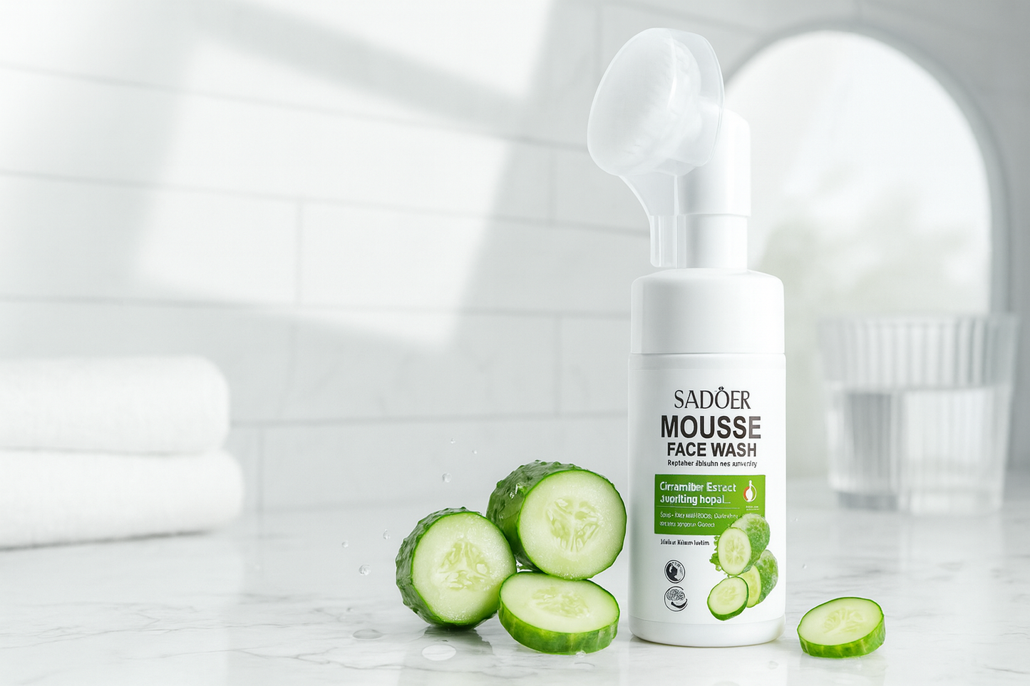 Ambiente de baño con pepinos frescos