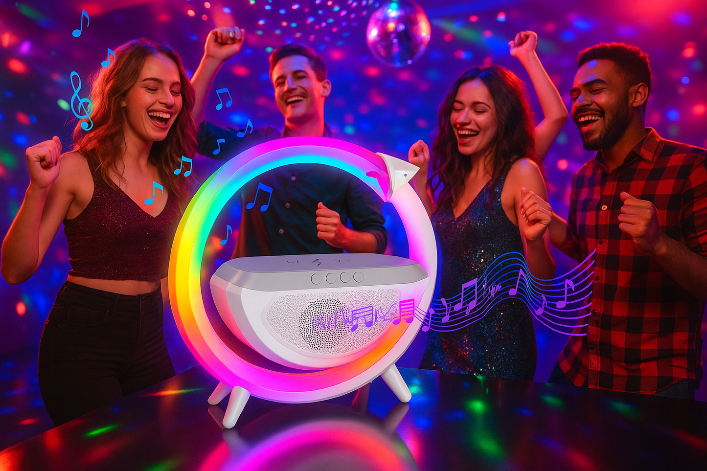 "Lámpara Mesa Inteligente con Carga Inalámbrica y Bluetooth Chile"💡🎶