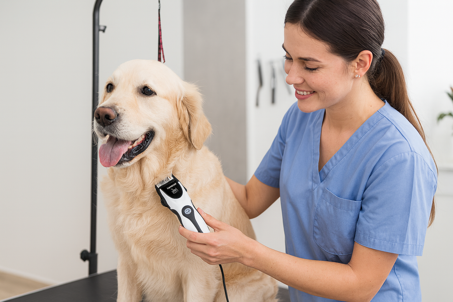 Grooming profesional con golden retriever