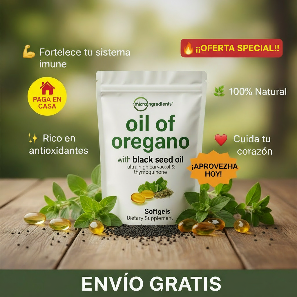 Imagen promocional ultra llamativa de aceite de orégano