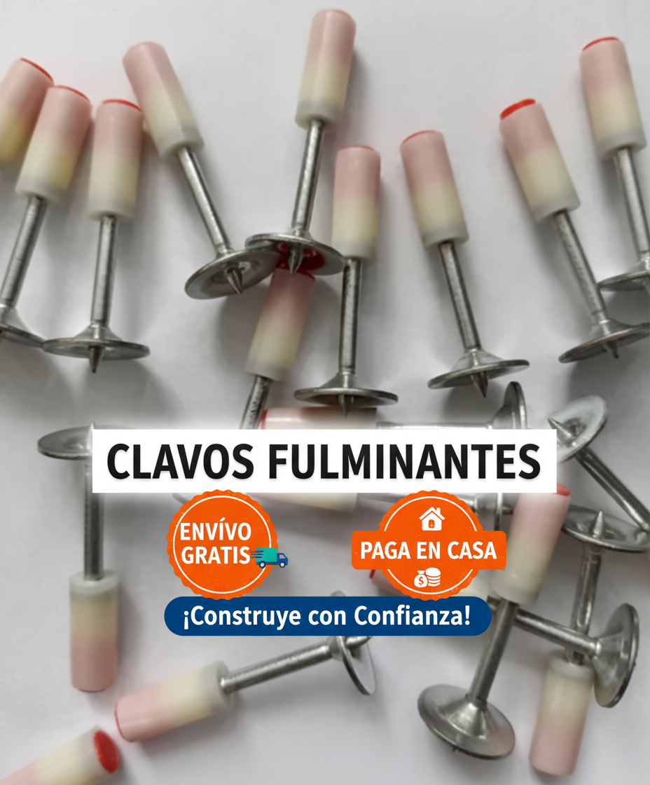 Imagen publicitaria de clavos fulminantes con envío gratis y pago en casa