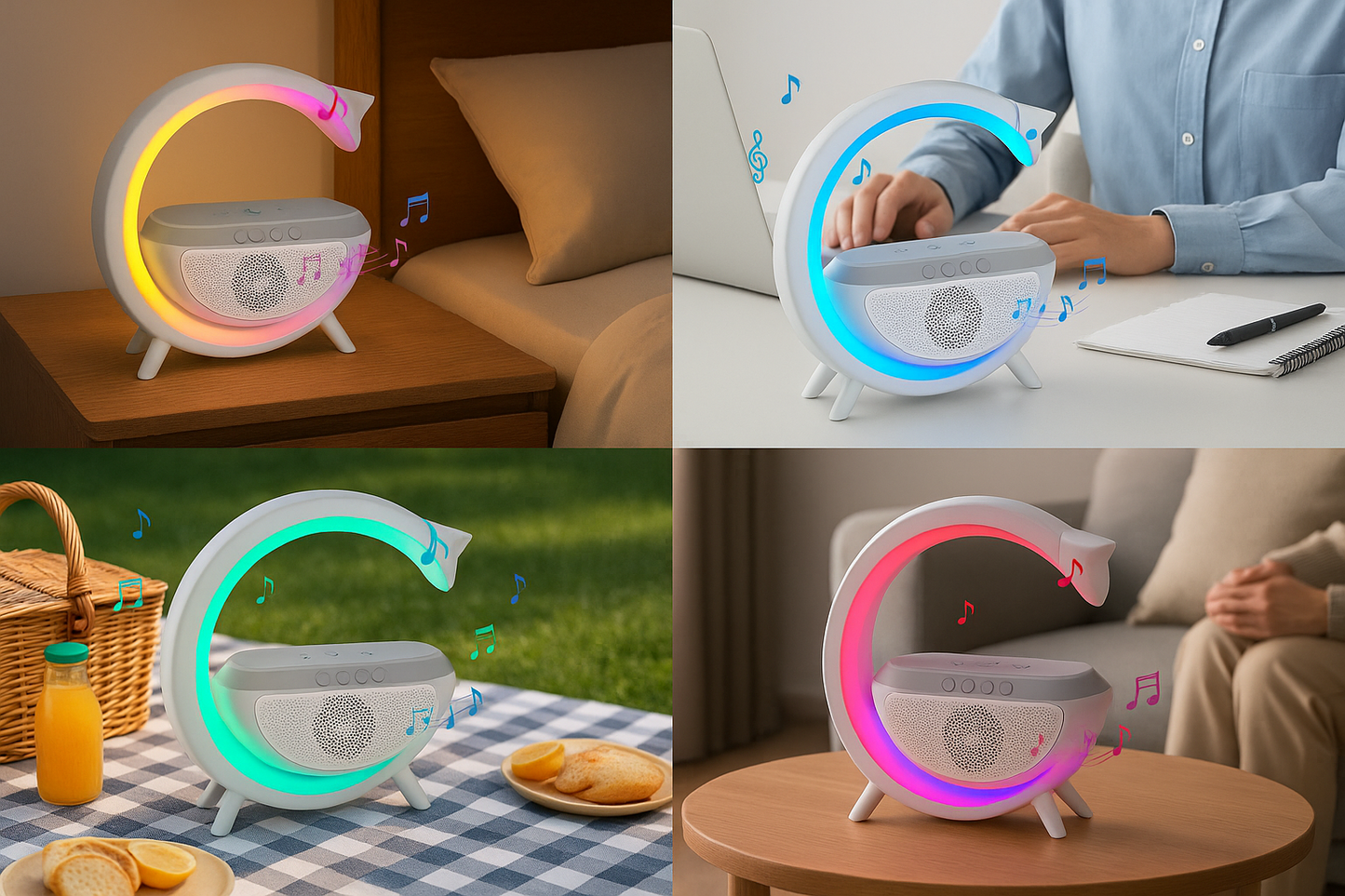 "Lámpara Mesa Inteligente con Carga Inalámbrica y Bluetooth Chile"💡🎶