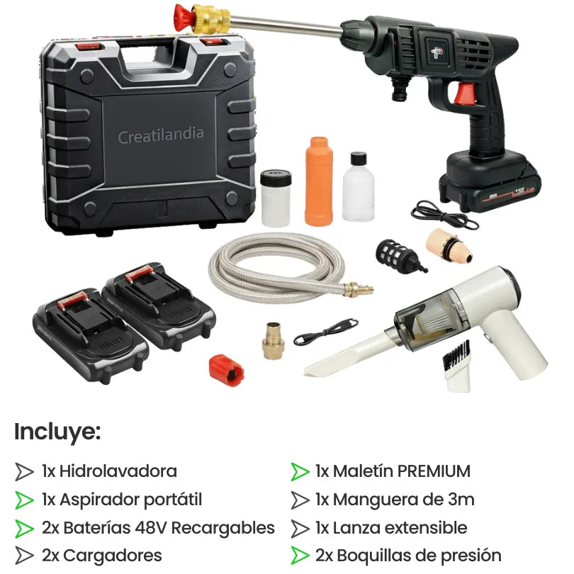 🎁 REGALO BLACK FRIDAY: Pack Aspiradora + Hidrolavadora con 2 Baterías - Últimas Unidades