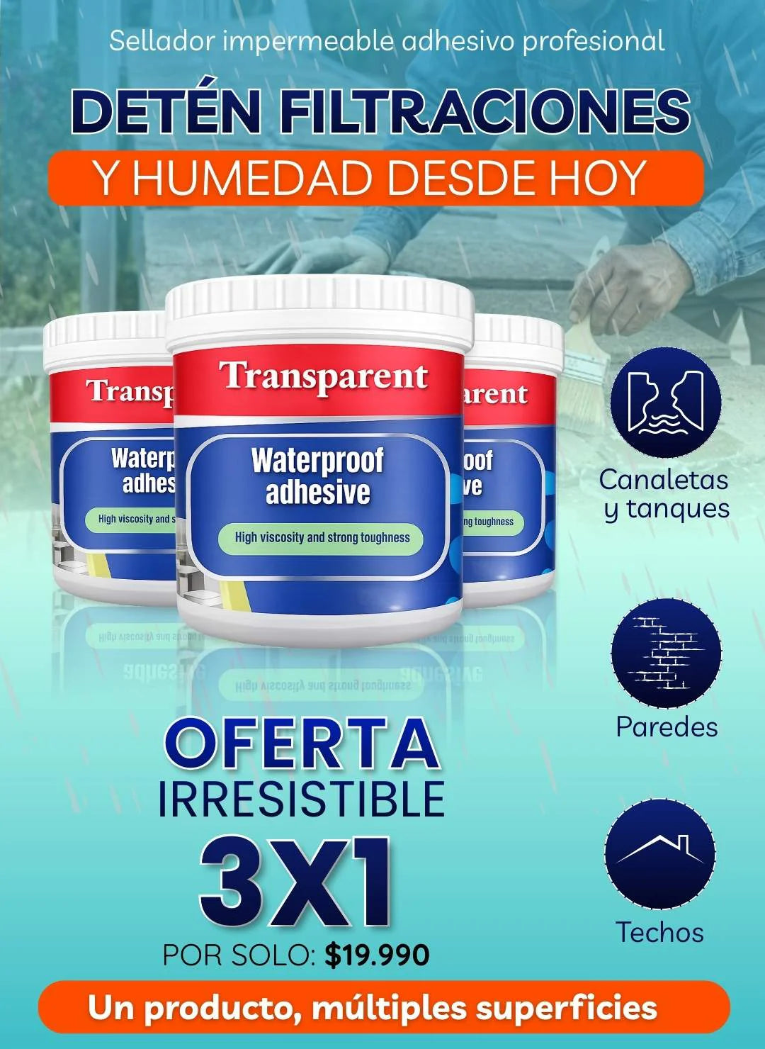 🛠️ Sellador Impermeabilizante Multiuso 💧 3x1 – Envió Gratis!!