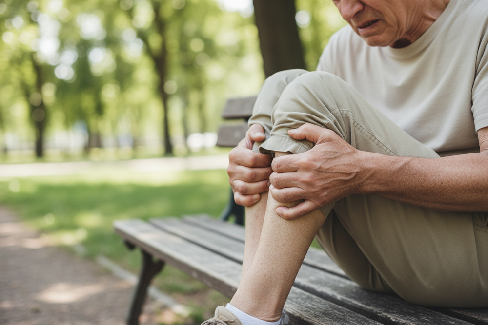 Persona adulta con dolor de rodilla