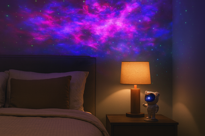 Producto en uso proyectando estrellas