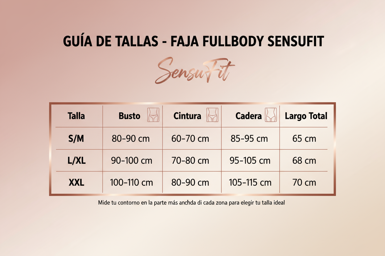 Tabla de Tallas Faja FullBody SensuFit